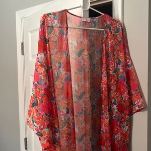 Floral kimono swim cover up